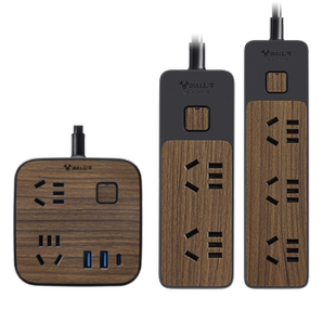 公牛插座插排排插插线板C口快充带线多孔木纹家用办公创意接线板