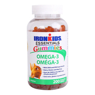 加拿大ironkids小铁人鱼油儿童DHA明目健脑视力营养品软糖200粒