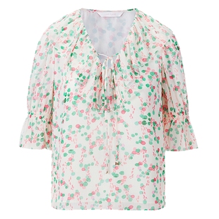 莱茵福莱尔碎花衬衫气质法式复古夏季新款印花雪纺高级感衬衫