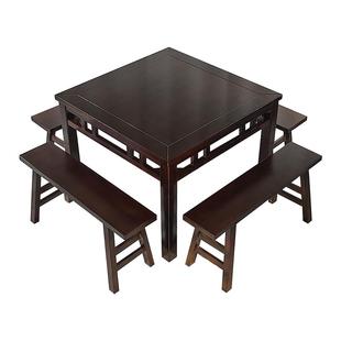 全实木新中式八仙桌老式仿古餐桌农村中堂正方形桌子饭店桌椅商用