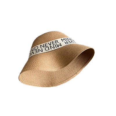 日系复古字母草帽女夏季大头围