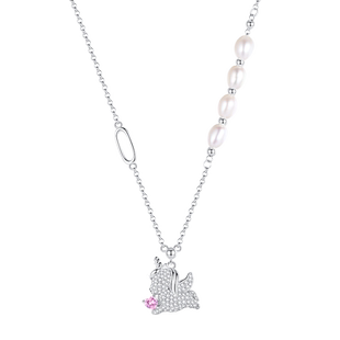 周大生甜心独角兽S925纯银项链女款小众设计感锁骨链生日礼物