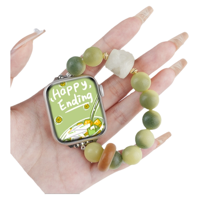 Watchbond适用苹果手表Applewatch S10/9代11国风菩提小青柠表带ultra2/3运动iwatchS8女生表链7夏天透气se秋