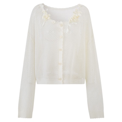 银河万岁湖水「花朵镂空开衫」