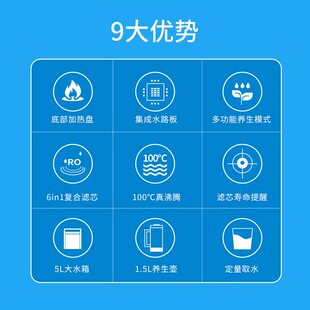 变频台式家用RO反渗透即热茶吧机净饮免安装免插管饮水机直饮机
