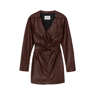 Nanushka 秋冬款女士环保皮连衣裙银泰百货精品 301596