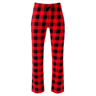 Drawstring plaid printed casual pants 束绳格子印花休闲长裤女