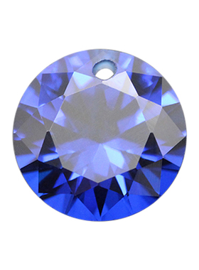 单孔蓝色113#尖晶蓝宝石 圆形打孔耳钉耳夹耳环diy散珠裸石原石