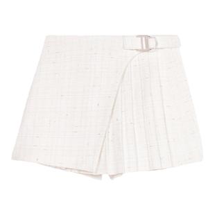 Maje Outlets秋冬女装时尚休闲白色可调节搭扣褶皱设计短款裙裤
