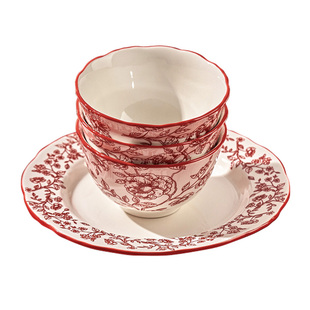 玫瑰花园餐具订婚结婚新婚礼物送新人碗盘套装家用乔迁新居碗碟筷