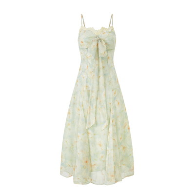 Sun雅乔【小确幸】两个版本夏季田园风碎花A字裙短袖吊带连衣长裙