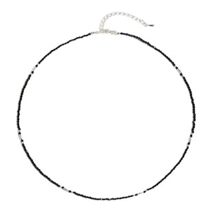 GRACE有间工作室 时髦黑色晶石隔银珠项链女超闪叠戴串珠锁骨链