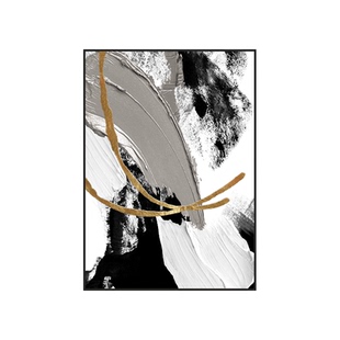 黑白灰玄关装饰画巨幅落地画现代简约油画挂画客厅沙发背景墙壁画