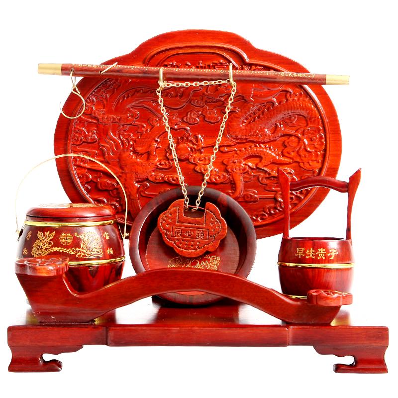 金算盘婚庆用品早生红木子孙桶