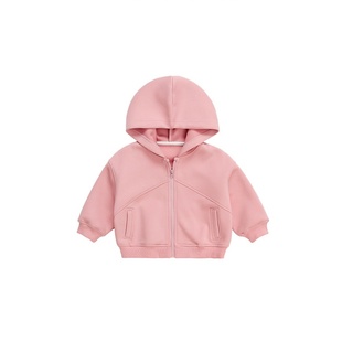 女童外套2025新款春秋季开衫休闲纯色连帽卫衣女宝宝时髦潮流上衣