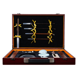 文房四宝套装砚台毛笔书法笔墨纸砚全套专业精品高档礼盒便携高端礼盒书法国画毛笔套装观海练习印章墨条镇纸