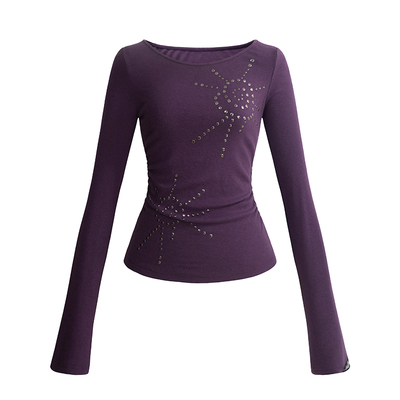 UNIFREE美式复古长袖T恤秋季新款y2k穿搭设计感辣妹修身显瘦上衣