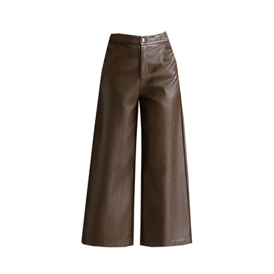 正品真皮皮裤女绵羊皮阔腿裤宽松
