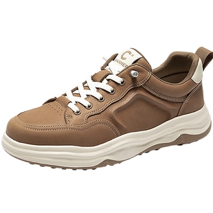 千百度男鞋厚底时尚休闲鞋气质百搭新款增高皮面板鞋轻便运动鞋