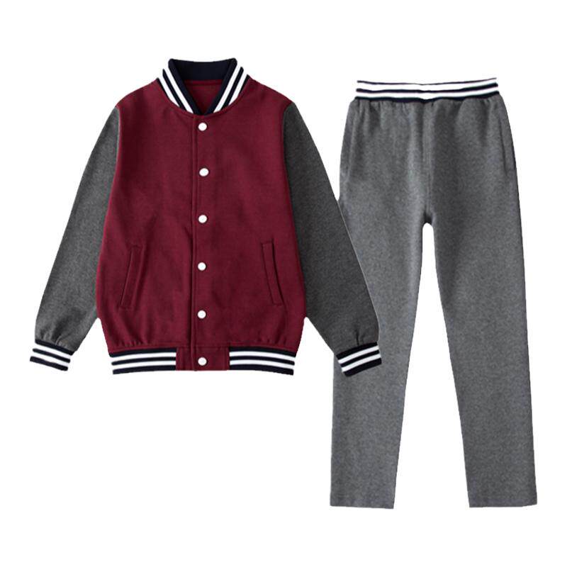 中小学生班服春秋枣红棒球藏青