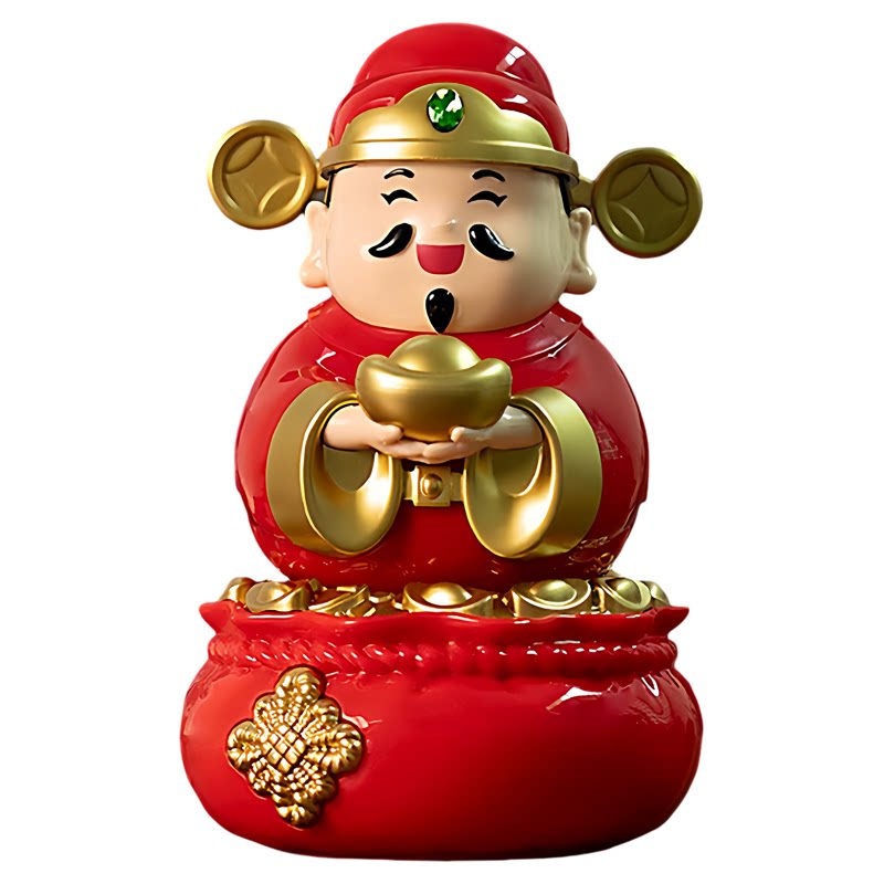 2025新款太阳能财神爷摆件自动摇头桌面商铺开业办公家居车载礼品