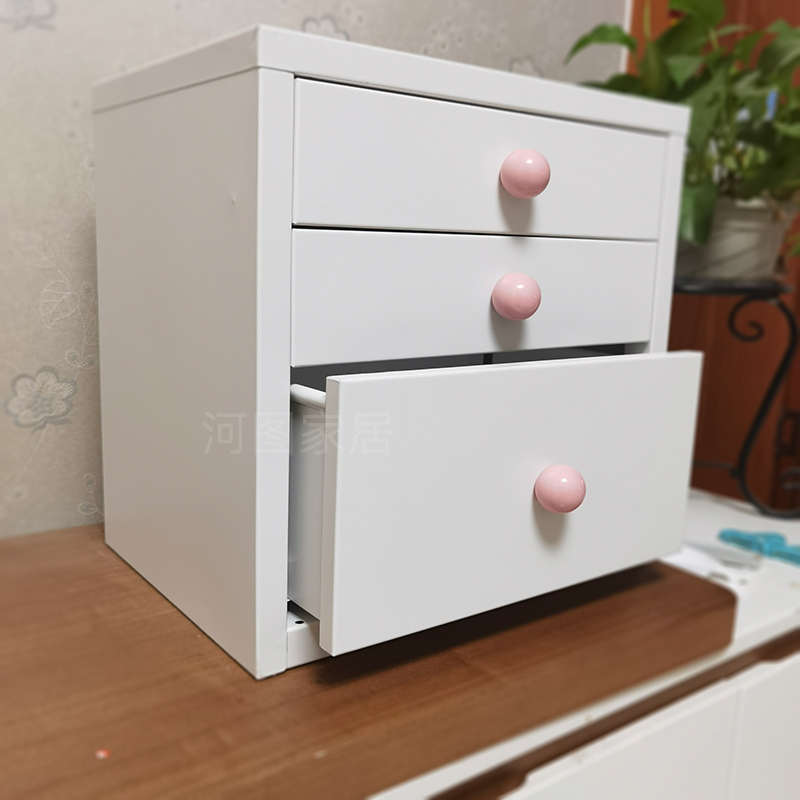 桌面三层抽屉柜办公室铁艺金属文件整理盒大容量收纳抽屉置物架子