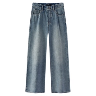 森柔|森马牛仔裤女春季做旧宽松喇叭裤2026新款显瘦港风微喇长裤
