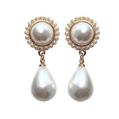 925银针复古仿珍珠女光泽感耳钉