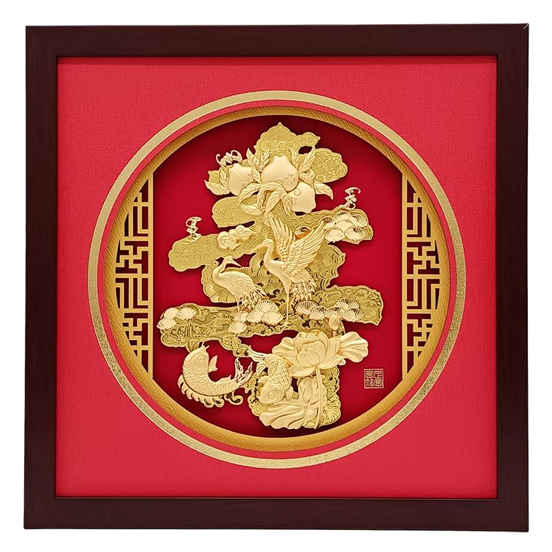 祝壽賀壽大壽字金箔畫(huà)松鶴壽桃擺件爺爺奶奶80大壽辰禮品生日賀禮