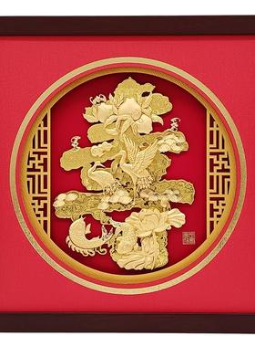 祝寿贺寿大寿字金箔画松鹤寿桃摆件爷爷奶奶80大寿辰礼品生日贺礼