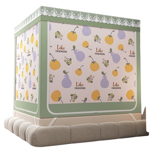 2025新款遮光帘防尘防摔三开门坐床式蚊帐家用1.5m/1.8米床幔纱帐