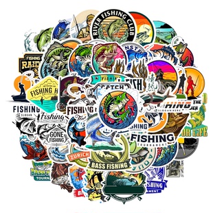 50张出海风渔民户外钓鱼卡通贴纸diy水杯收纳柜手机电脑笔记本充电宝储物箱渔具露营装备防水装饰贴画