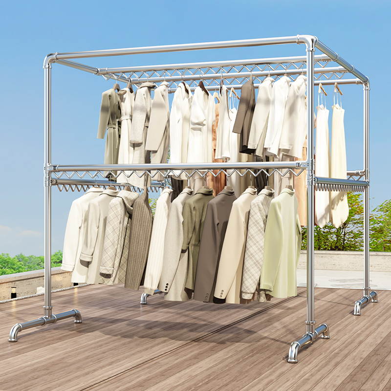 大型防风镀锌钢管晾衣架室外挂架子家用架被阳台户外落地衣服晒