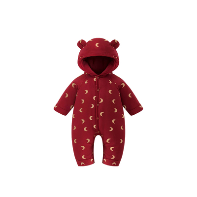 婴儿连帽夹棉连体衣冬季保暖棉服