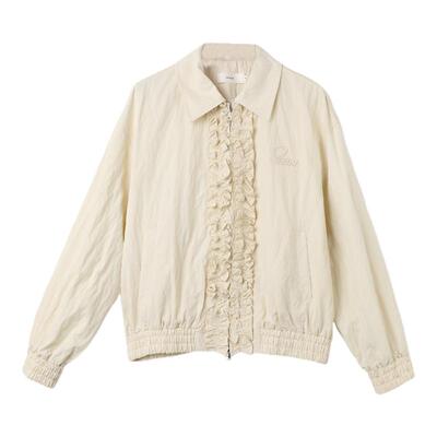 西町村屋绣花荷叶边短款百搭外套