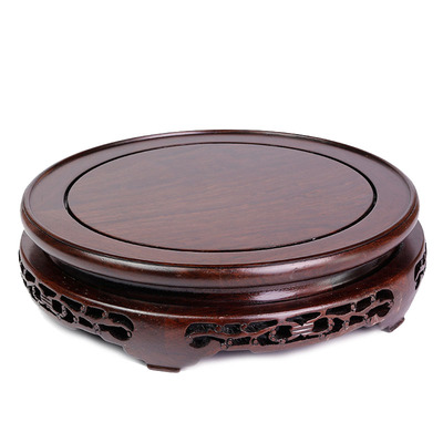 黑檀木雕花瓷瓶工艺品底座