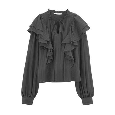 SLY法式优雅浪漫系带长袖衬衫