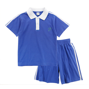 深圳校服小学生夏季运动套装棉质面料蓝男女生短袖短裤夏秋冬服装