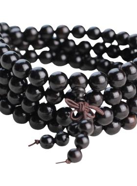 厂家直销天然黑檀手串黑黄檀多圈