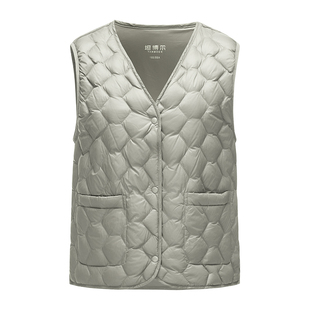 坦博尔25年秋季新款羽绒马甲女短款v领百搭便携舒适内恤户外内胆