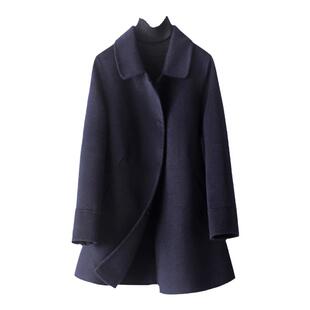 毛呢外套女士常规方领高端气质羊毛呢子春秋新款双面羊毛大衣中年