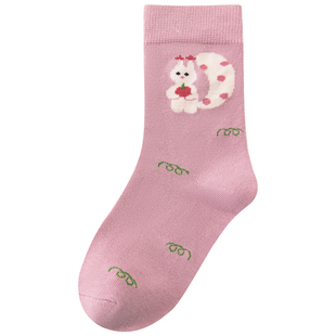 六指鼠加长筒女童袜子秋冬季儿童纯棉袜女孩大童高筒袜春秋季潮袜