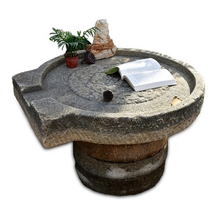 石磨茶盘老磨片茶台茶海庭院摆件中国风磨盘旧石磨家用茶室老石器