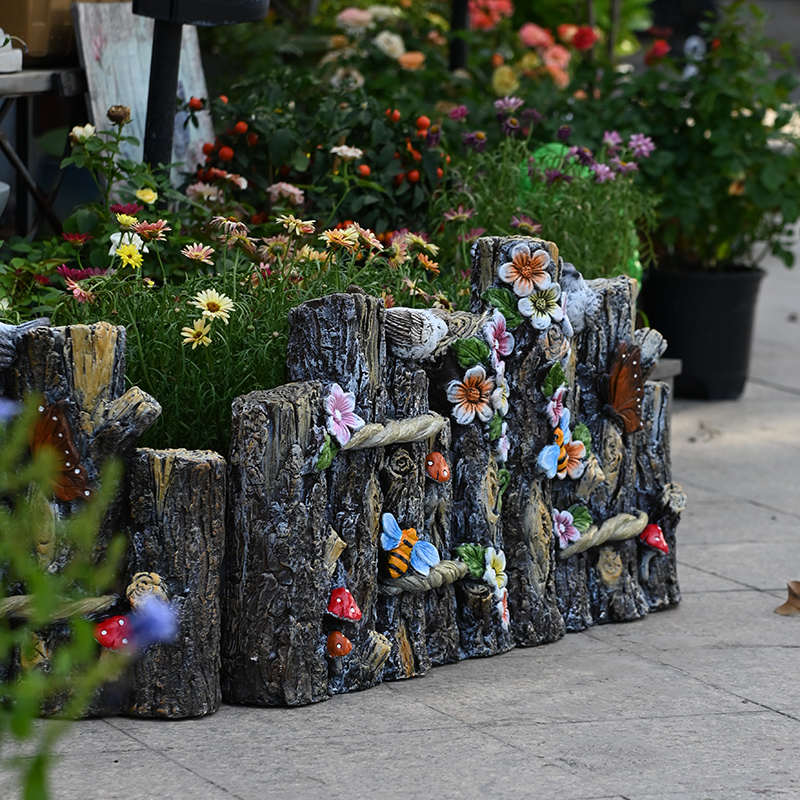 户外仿树桩栅栏摆件落地阳台墙壁围栏花园小篱笆草坪围栏隔断护栏