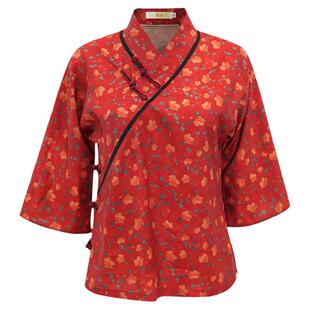 华族经典改良唐装女2025春夏新款复古斜襟日常显瘦茶服旗袍上衣