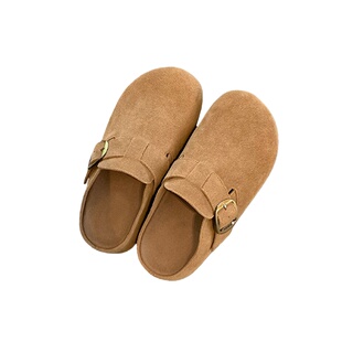 真皮版~内增高加绒勃肯鞋女2025秋冬新款包头半拖厚底小个子拖鞋