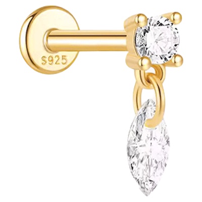 螺丝拧耳钉养耳洞纯银睡觉耳钉