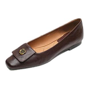 全真皮羊皮超轻便超软底山茶花朵鞋子女鞋洋气百搭小皮鞋休闲单鞋