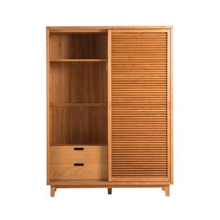 失物招领 箪笥百叶衣柜 现代简约北欧风实木推拉门日式卧室大衣橱