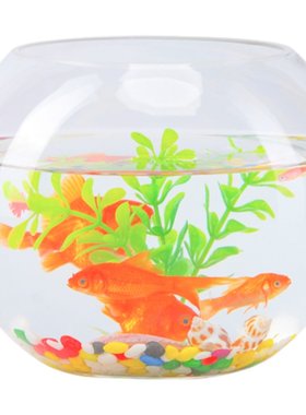 办公桌玻璃透明圆形造景鱼鱼缸缸